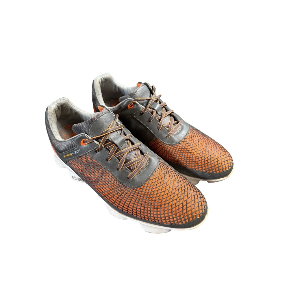 FootJoy FJ Golf Shoes Men's 10 M HyperFlex FTF 2.0 Cleats Orange Grey 51015